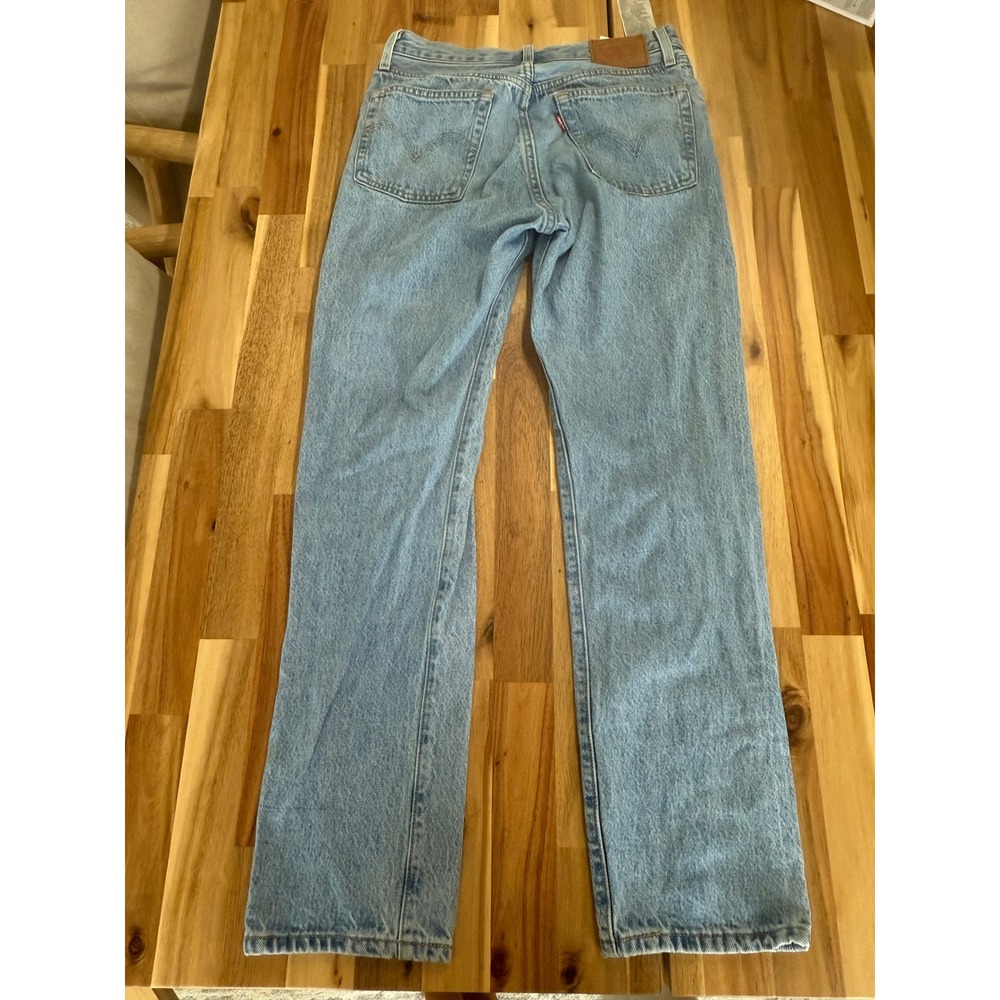 501 Button Fly Levi's Women's Distressed Blue Denim Jeans 26x30 - Picture 7 of 8